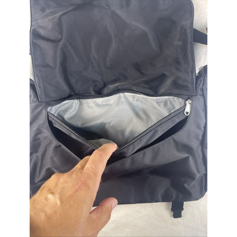eBags Black Nylon Messenger Bag Crossbody Travel Commuter Laptop Multi-Pocket
